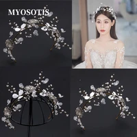 handmade crystal pearl bridal tiaras hairbands bridesmaid hair vine accessories wedding jewelry headwear