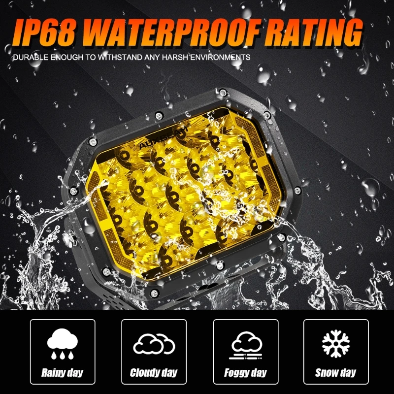 AUXBEAM 7-дюймовые прямоугольные светодиодные точечные фары дальнего света с DRL для