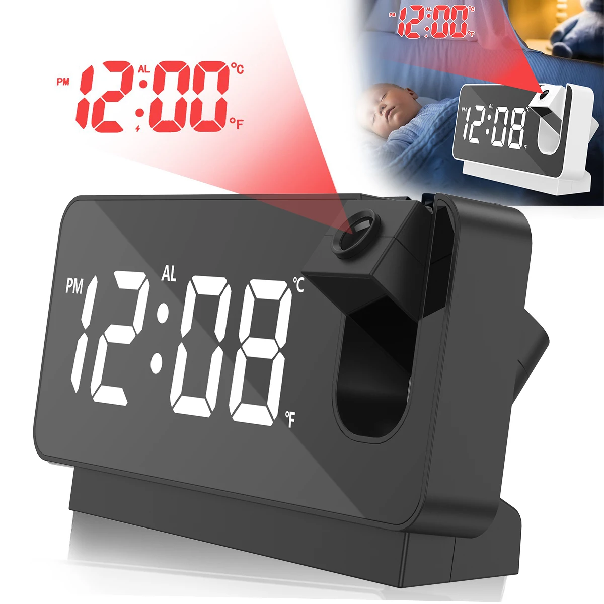 Reusable Digital Alarm Clock With Large 7.3