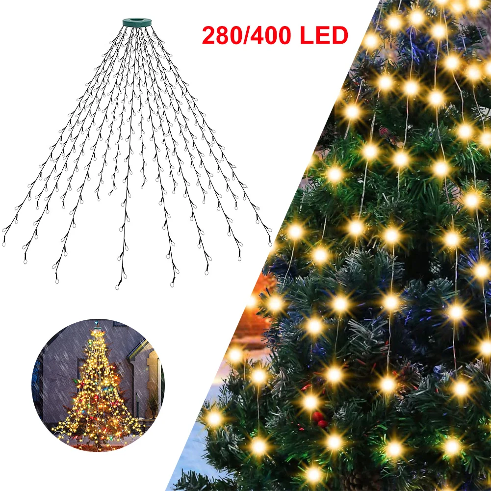

280/400 LED Christmas Garland String Light Xmas Tree Hanging Waterfall Light For Party Wedding Holiday Home Outdoor Decoration