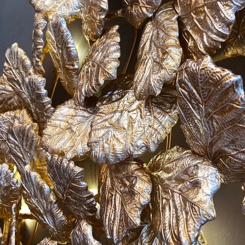 Высокое качество роскошный медный настенный светильник с кленовым листом отель