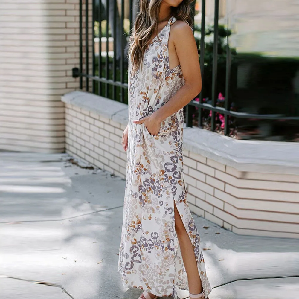 Promotion Women's Summer Sundresses Floral Slit Loose Casual Offer Long Beach Sets With Dress Sexy Woman Clothes Ladies Skirts |