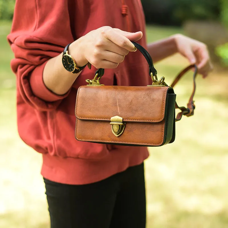 Fashion vintage genuine leather ladies mini handbag weekend daily party natural real cowhide women's cute small crossbody bags