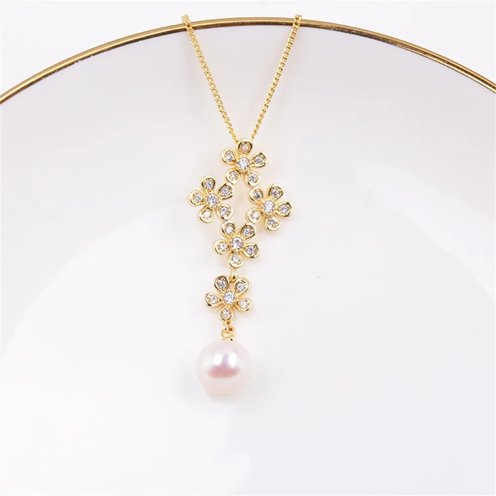 Отечественное позолоченное ожерелье с маленьким цветком 14 карат