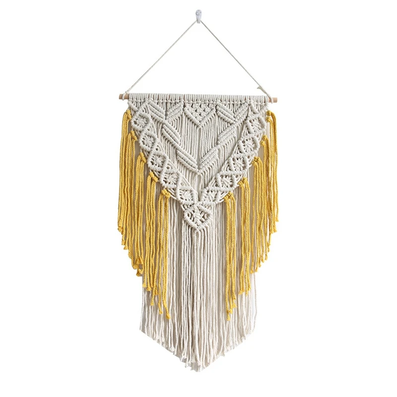 

1 PCS Hanging Storage Tassel Tapestry For Book Potted Plants Shelf Living Room Wall