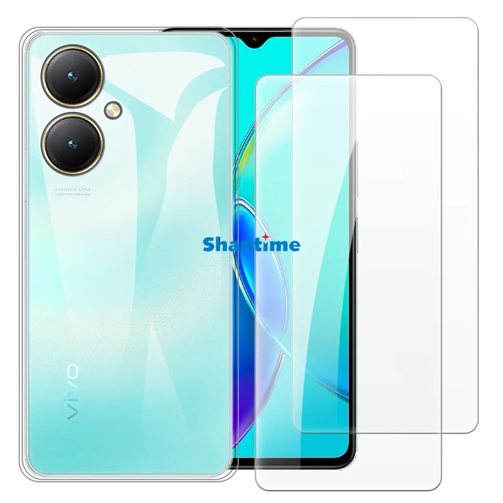 Мягкий чехол + комплект из 2 защитных пленок закаленного стекла для Vivo Y35+ 5G Y35m+ Y35