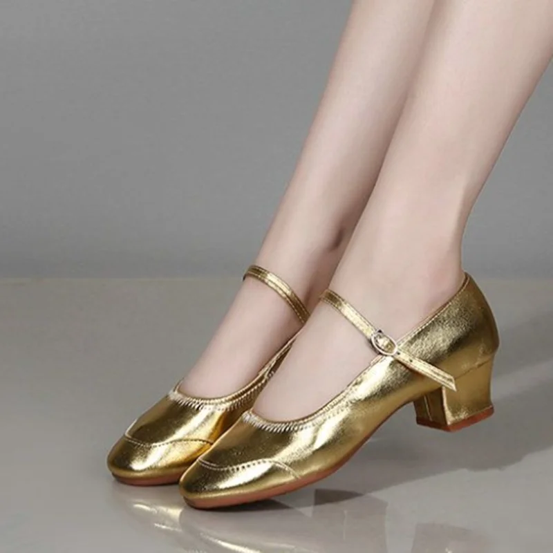 sapatos femininas женские модные золотистые балетные туфли на высоком каблуке с круглым