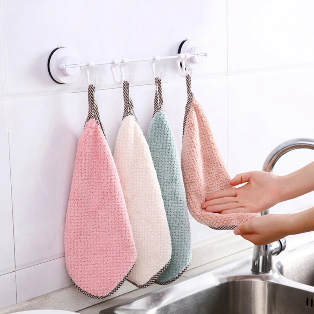 

Super Absorbent Microfiber Kitchen Daily Dish Towel Dish Cloth Kitchen Non-Stick Oil Thickened Table Cleaning Cloth Scouring Pad