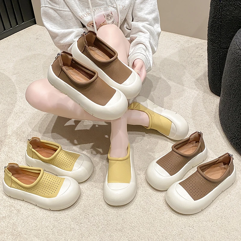 Женские дизайнерские низкие Туфли с круглым носком удобные уличные офисные