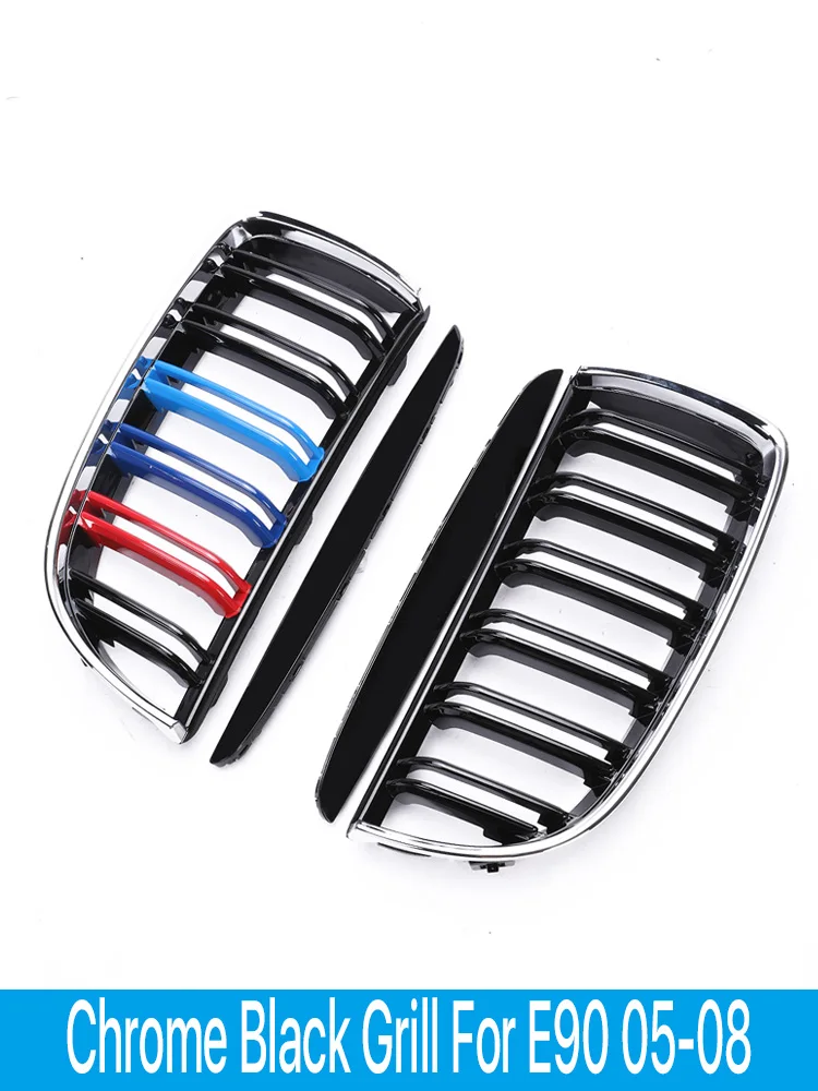

Front Kidney Facelift Grille Dual Slat Chrome Black M Grill For BMW 3 Series E90 E91 2005-2008 325i 328i 323i 330i Accessories