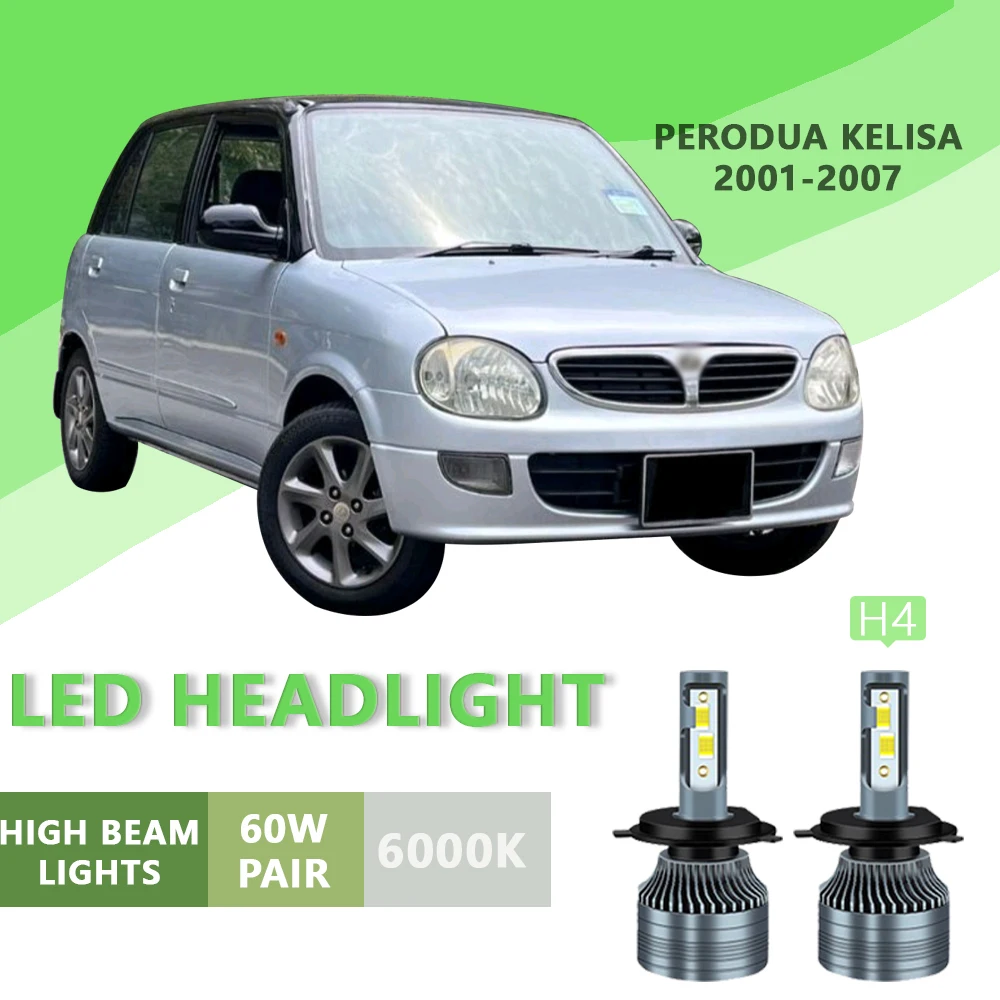 2 шт. для Perodua kelisa 2001-2007 6000k H4 сверхъяркая фара ближнего/дальнего света лампочка фар