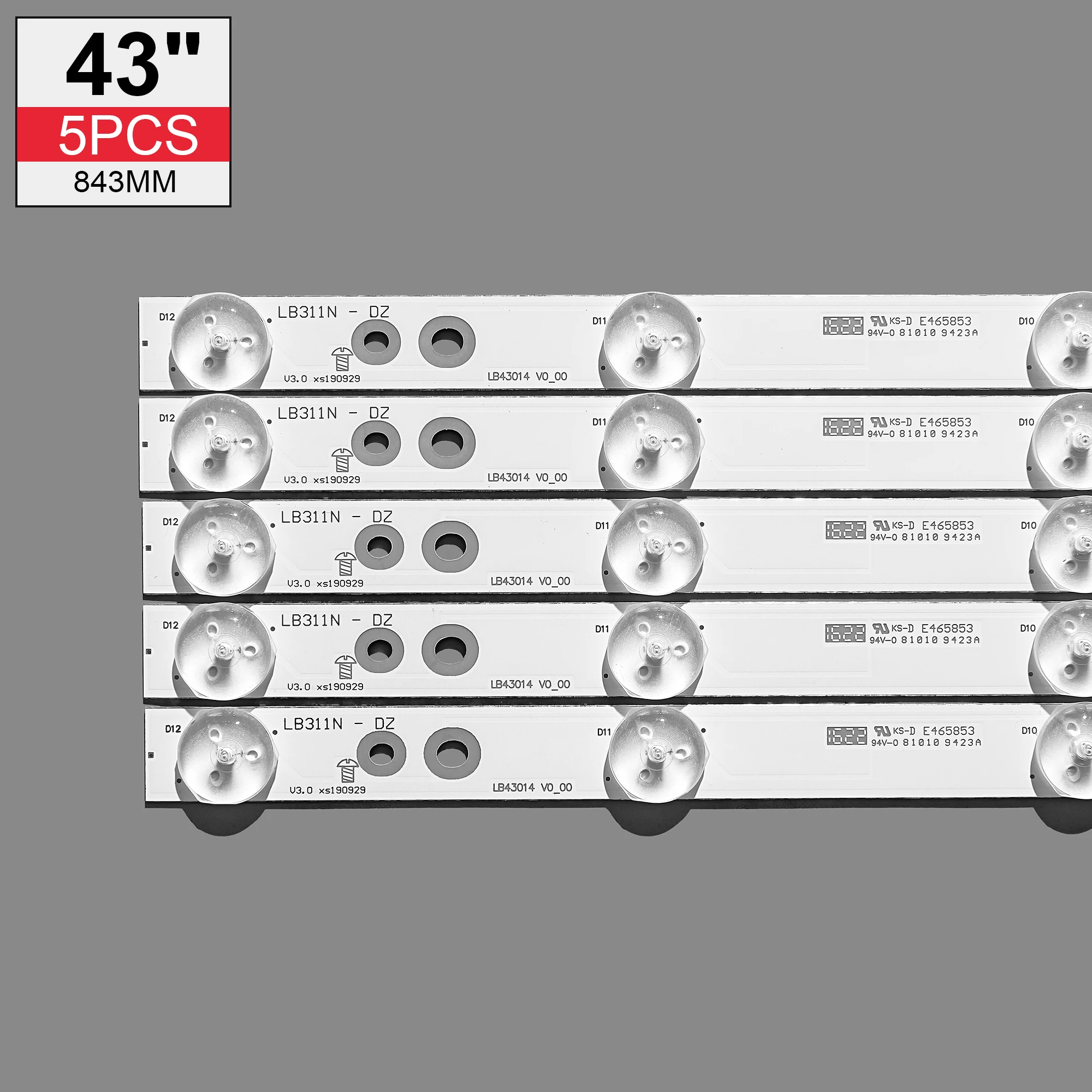 100% New 5pcs/Kit LED strips for PHI LIPS 43 TV 43PUS7202 43PUH6101 43PUS6551 43PUS6401 12 TPT430H3 DQYSHA G GJ 2K16 430 D512 V4