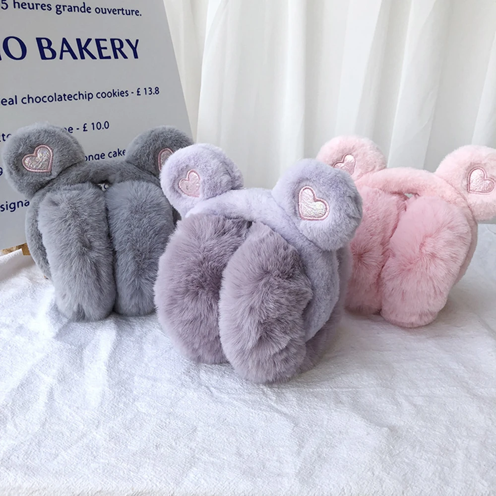 

New Cute Love Earmuffs Ear Cover Winter Plush Thick Ear Bag Women Girls Ear Protection Ear Muffs Fur Headphones Warm Earmuffs