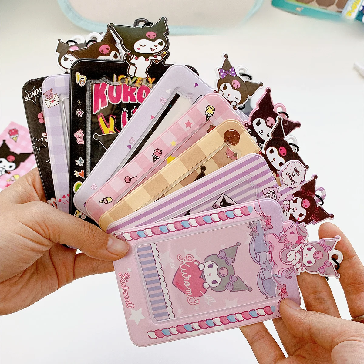 

Sanrio Anime Card Case Key Chain Hello Kitty Pom Pom Purin Cinnamoroll My Melody Kuromi Pachacco Photo Storage Bag Kawaii Gift