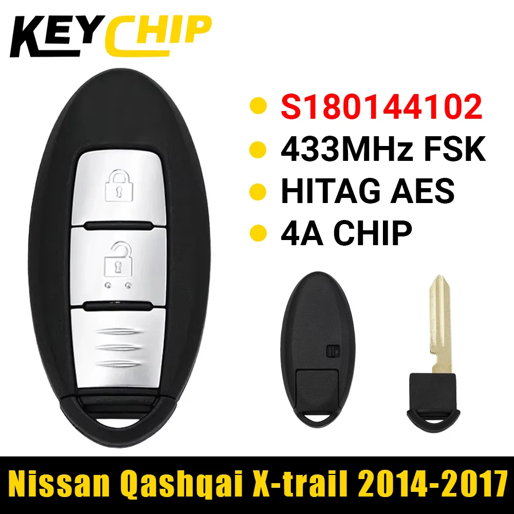 

KC S 180144102 Умный дистанционный ключ Nissan Qashqai X-trail Pulsar 2013 2014 2015 2016 2017, 433,92 МГц PCF7945M 285E3-4CB0C