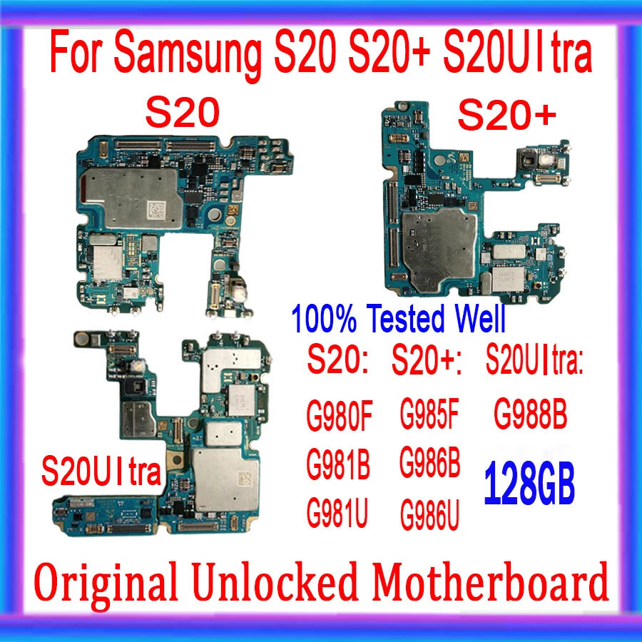 

100% оригинал для SAMSUNG GALAXY S20 G980F G985F G981B G986B G986U G988B G981U G988U материнская плата 128 ГБ разблокированная системная плата протестирована