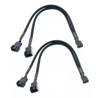 2x computer fan extension adapter cable 27cm 1 to 2 way braided cable y splitter 34 pin pwm male connector fan pc black pvc