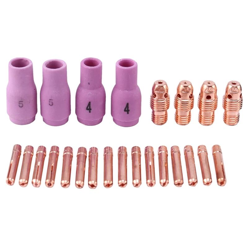 

BMDT-24Pcs Argon TIG Welding Torch Consumable TIG Tungsten Electrode Collet Alumina Nozzle For WP9 WP9V WP9FV TIG Torch