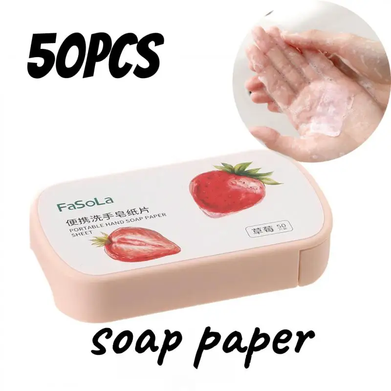 

Mini Portable Strawberry Paper Soap Disposable Hand Washing Scented Soap Papers Hand Care Cleaning Soaps Travel Supplies