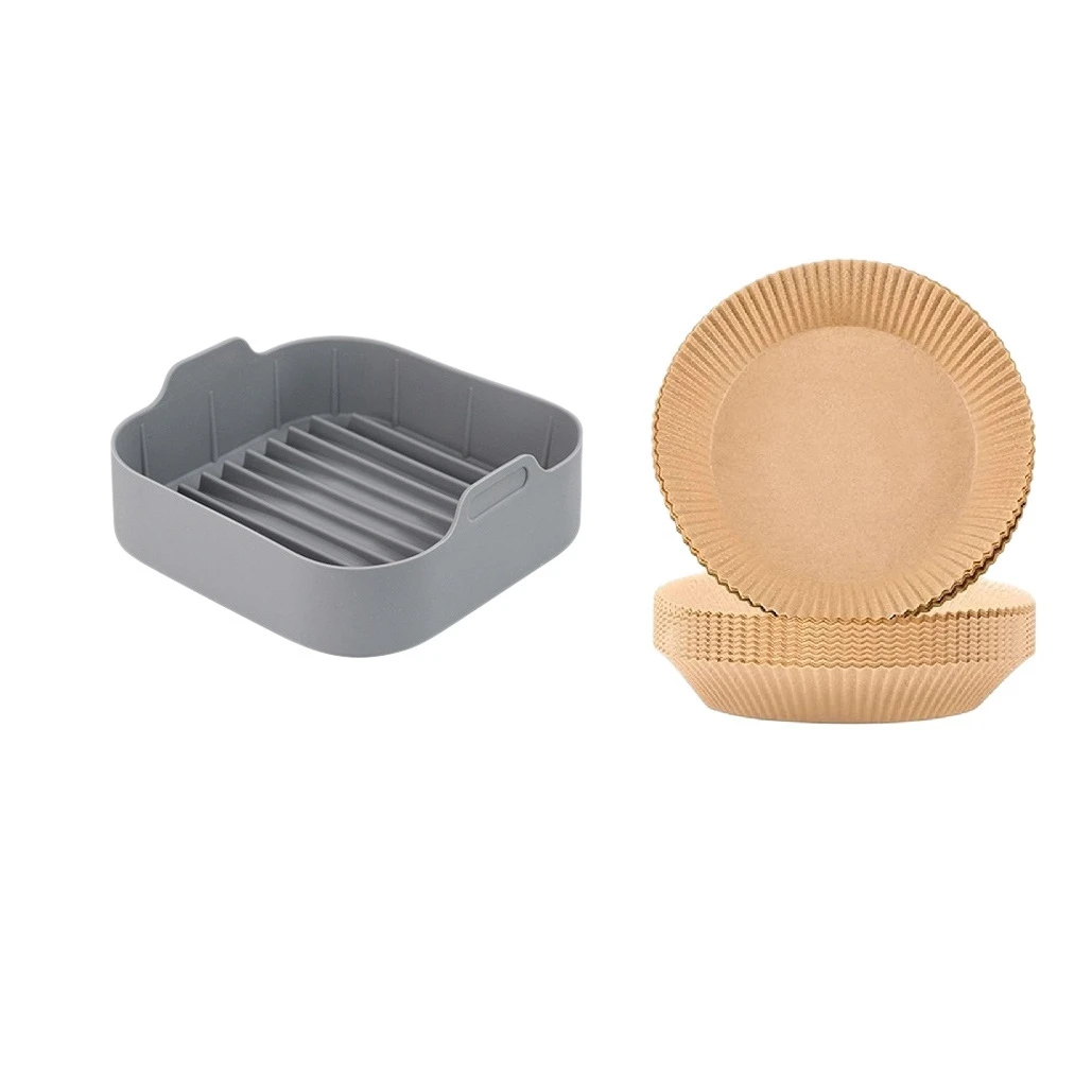 

Air Fryer Silicone Pot and Air Fryer Disposable Paper Liner Non-Stick Baking Paper Set for Air Fryer Microwave