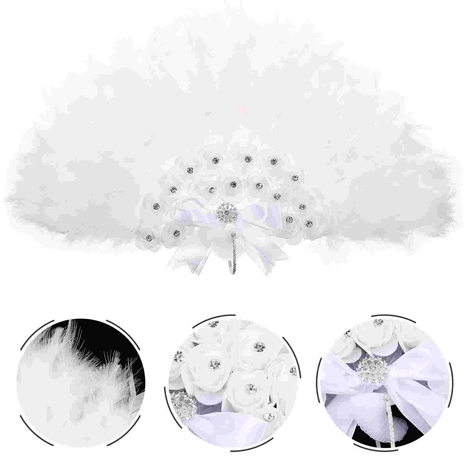 

Fan Hand Folding Fans Dance Vintage Flapper Party Wedding Dancing Costumetea Handheld Bridal White Marabou Decoration Chinese