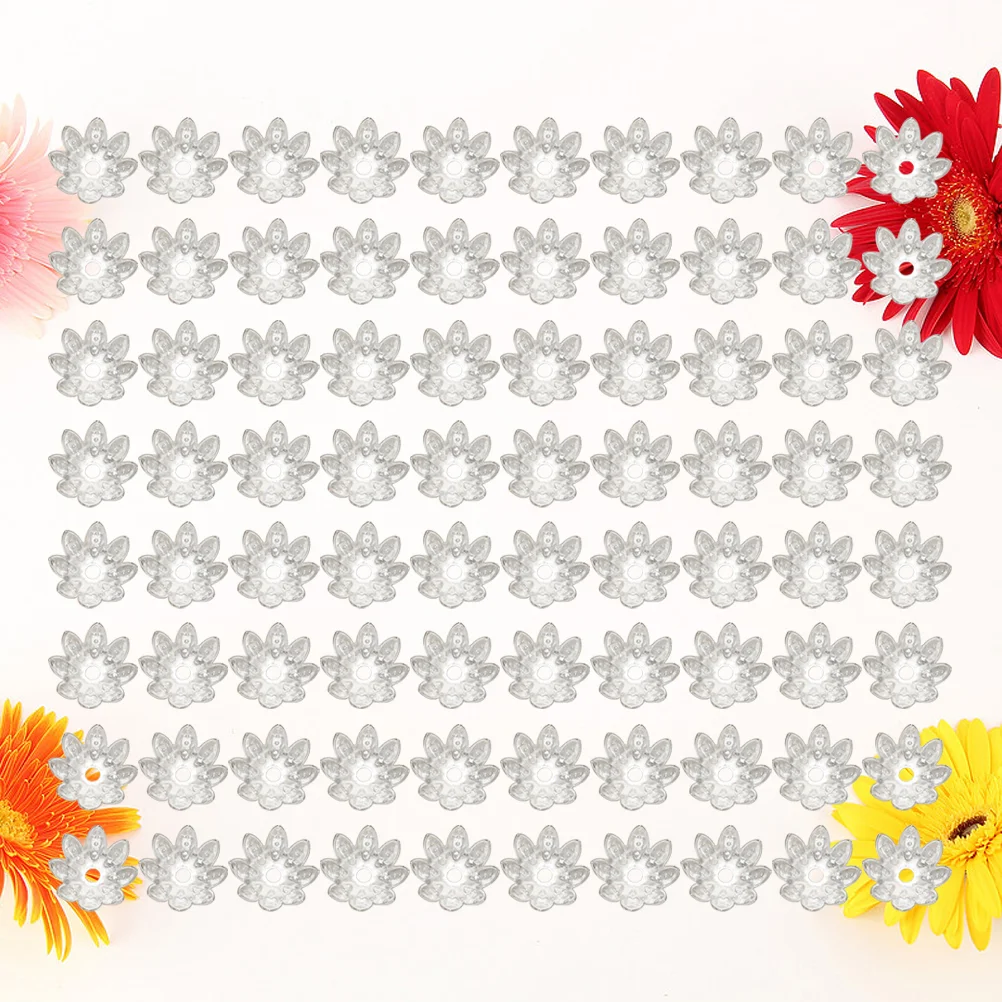 

500PCS 10MM DIY Accessories Material Eight Pentals Beads Flower Caps Pendant Hollow Spacer End Caps Jewelry Findings (Silver)