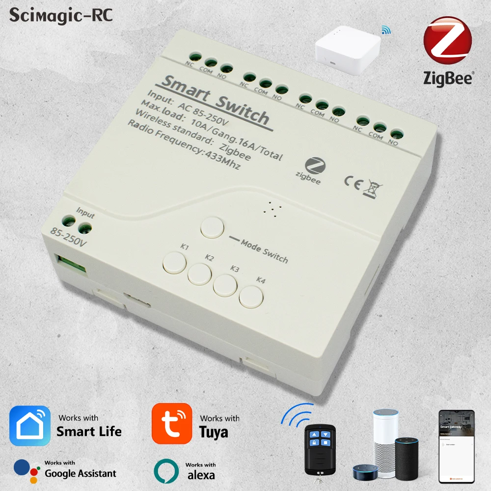 

Scimagic-RC Умный выключатель Zigbee 4 канала