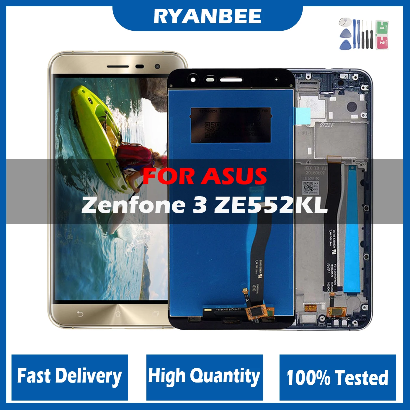 Оригинальный ЖК-дисплей 5,5 дюйма для Asus ZenFone 3 ZE552KL, ЖК-дисплей с сенсорным экраном и дигитайзером в сборе, Замена с рамкой Оригинальный ЖК-дисплей 5,5 дюйма для Asus ZenFone 3 ZE552KL, ЖК-дисплей с сенсорным экраном и дигитайзером в сборе, Замена с рамкой