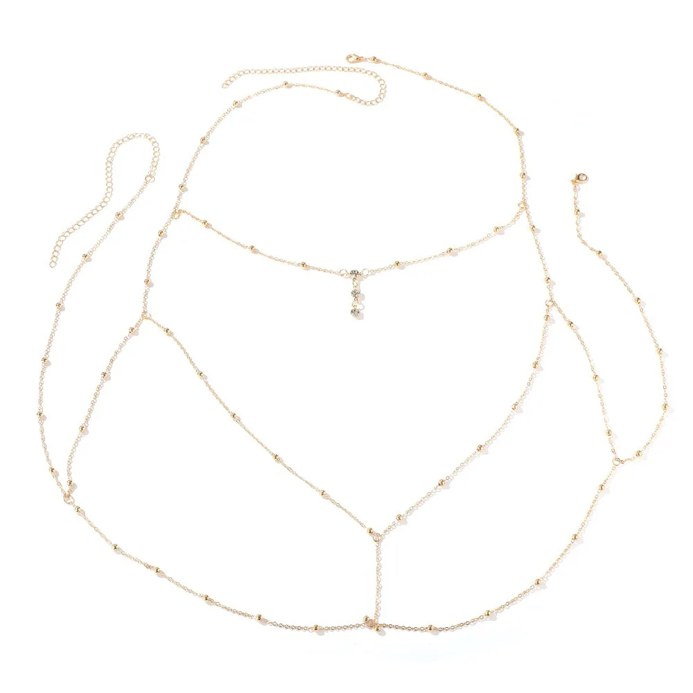 Цепочка на грудь женская из нержавеющей стали с ювелирным украшением для талии