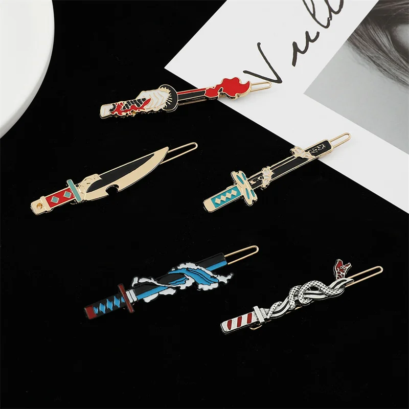 Металлические заколки для волос в стиле аниме