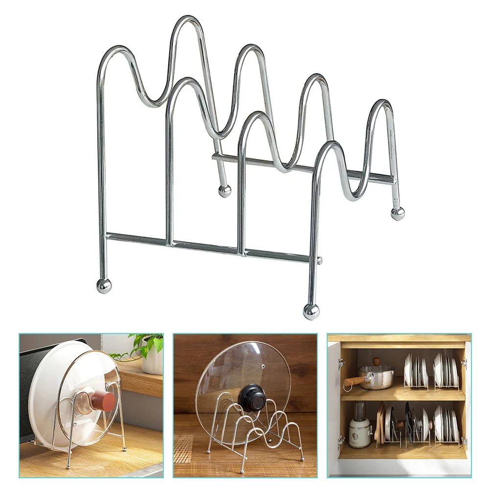 

Lid Pot Rack Organizer Pan Holder Board Cutting Storage Pots Kitchen Cover Drying Lids Stand Cabinet Holders Dish Countertop