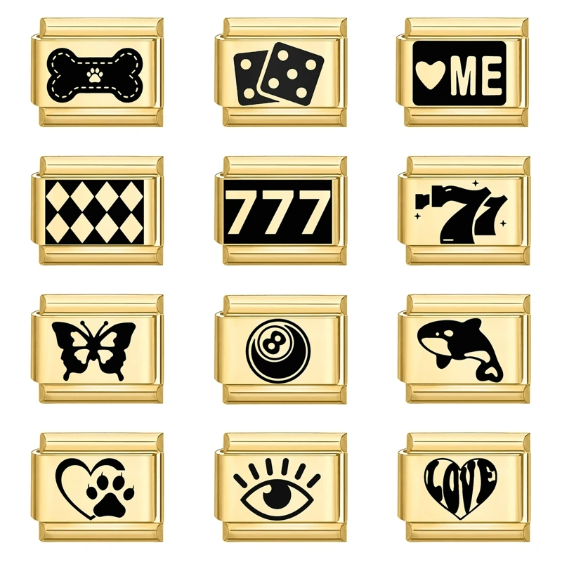 Шарм 2024 подарки золотой цвет с принтом бабочки звезды итальянские шармы звенья