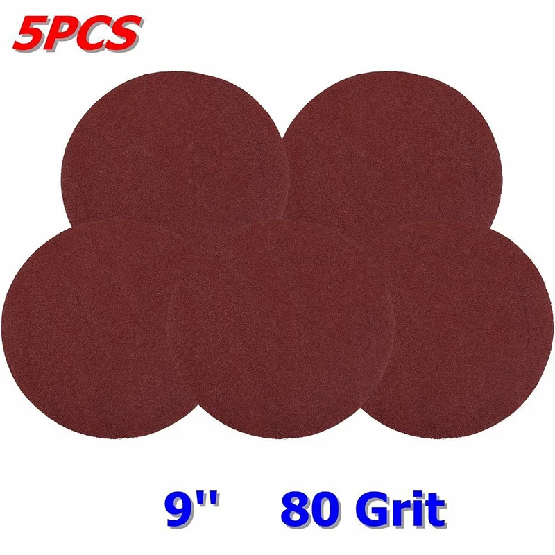 

5pcs 9" 215mm 80 Grit 120 Grit Hook And Loop Sanding Discs Sandpapers Buffing Sheet Sanding Paper For Polishing Sander Polishing