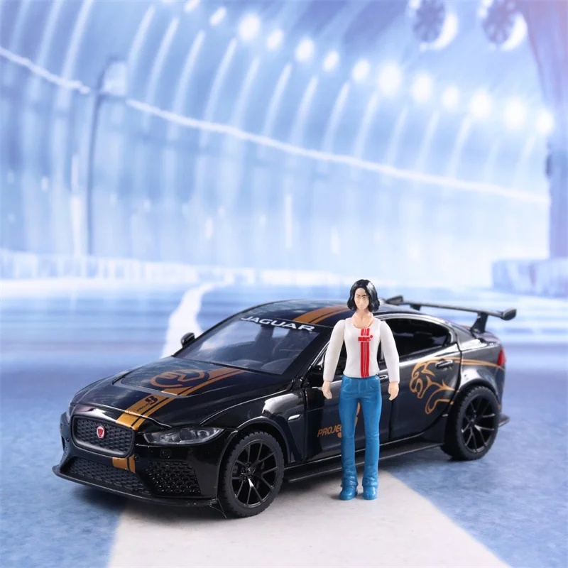 

1:32 Jaguar Sports car High Simulation Diecast Metal Alloy Model car Sound Light Pull Back Collection Kids Toy Gifts A535