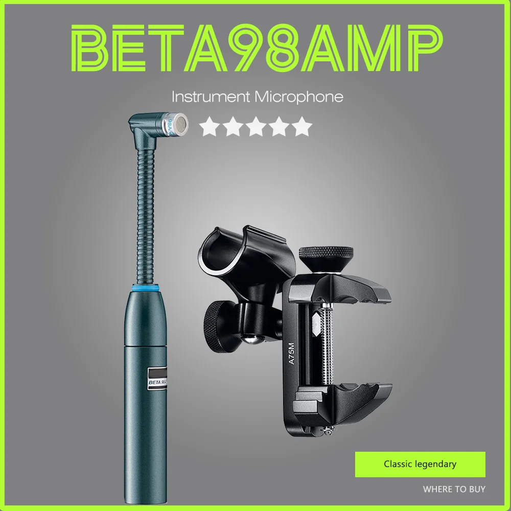 

Кардиоидный конденсаторный инструмент BETA98AMP 98amp, ударный микрофон для барабана Toms Snare