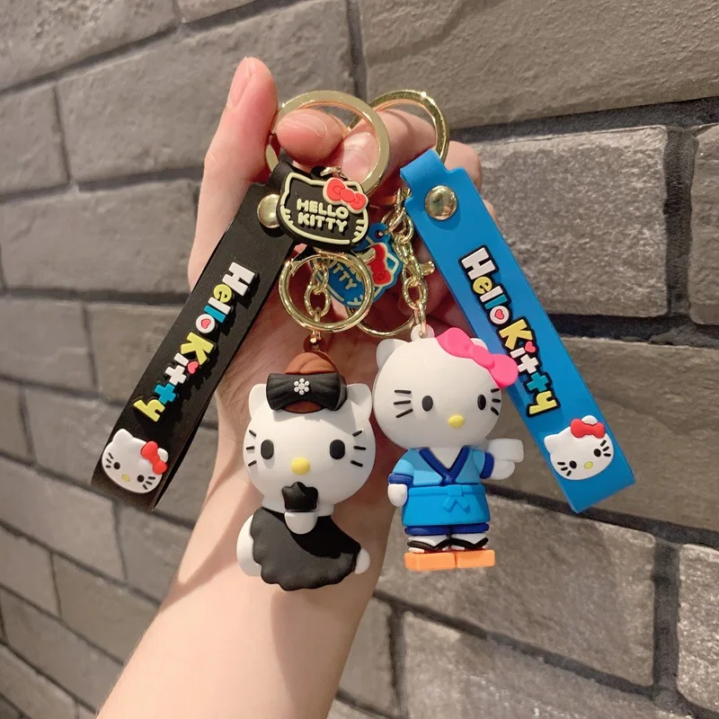

Sanrio Hello Kitty Dolls Cross Dressing Toy Keychain Kawaii Anime Car Key Ring Pendant Bag Accessories Jewellery for Kid Gifts