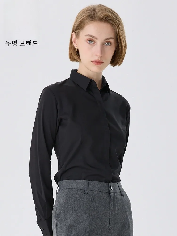 Romon 2024 New White Long sleeve Shirts Women Professional Cargo Thickened Guest look Blue Interview Slim fit Shirt |