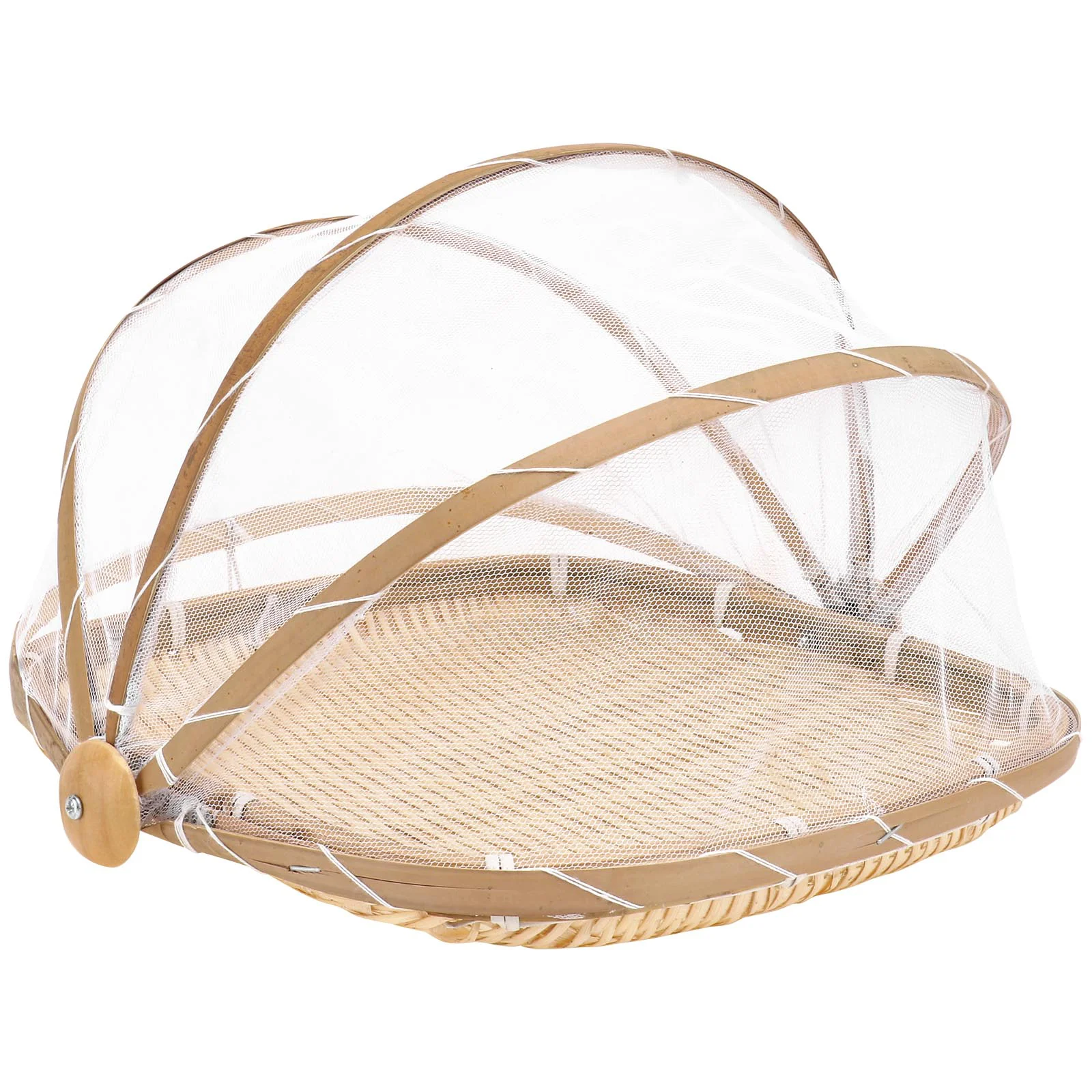

Basketcover Servingtray Dish Covers Tent Woven Rattanwicker Storage Tents Kitchen Fruit Liddome Flat Weaving Picnic Cake Baskets