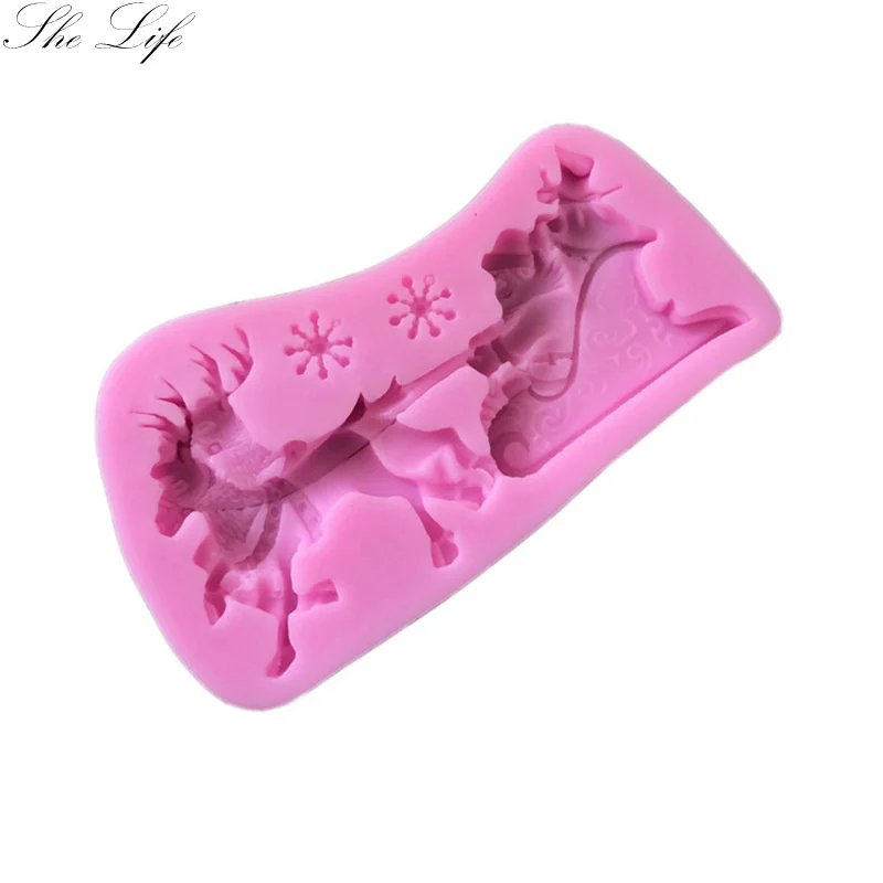 

3Pc Santa Sleigh Elk Silicone Molds Cake Decorating Tools Chocolate fondant mold Wedding Decoration Mould Christmas Craft Model