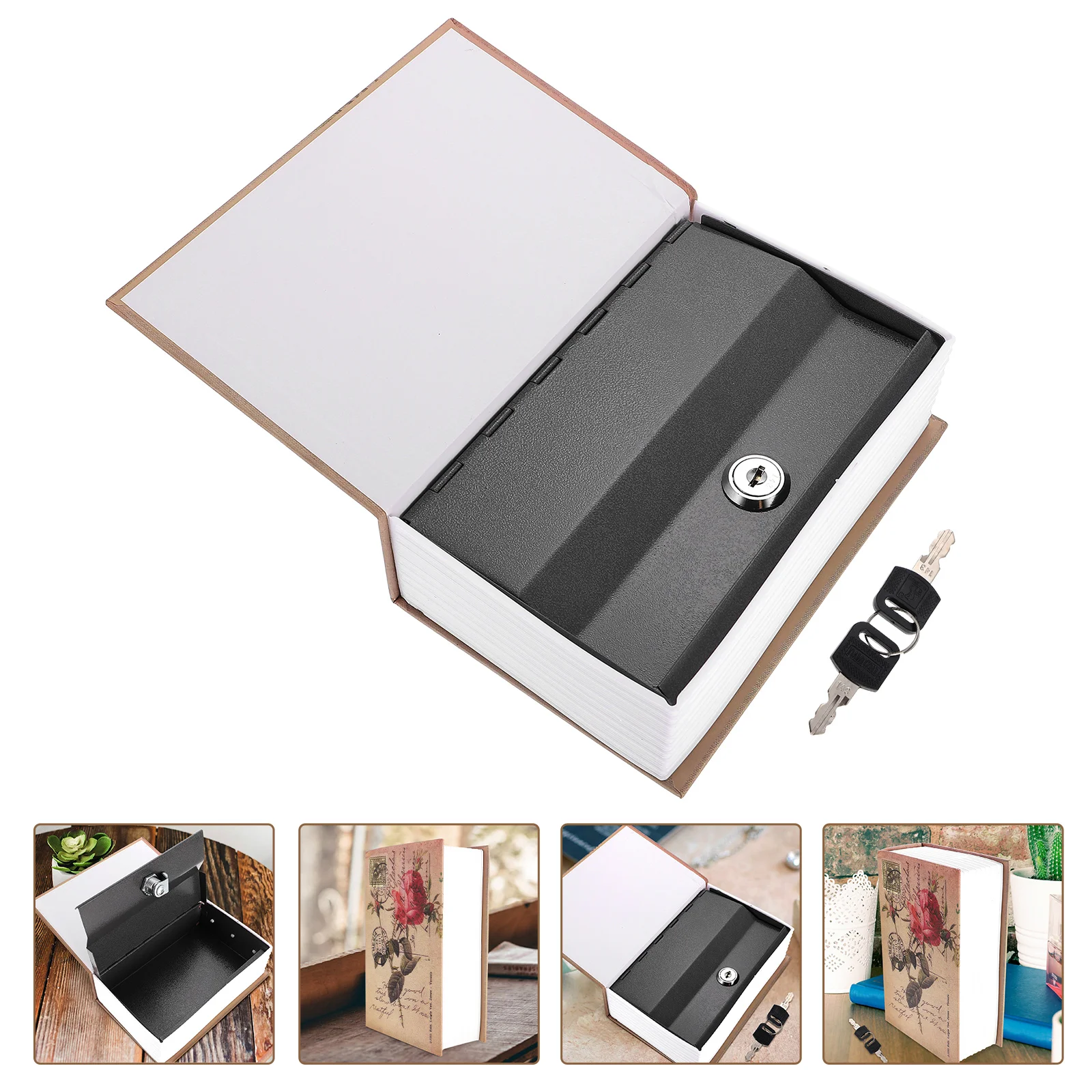 

Lock Book Safe Iron Book Safe Vintage Style Pattern Safe Box