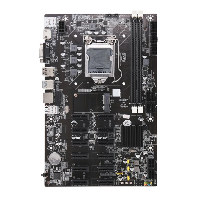 

B75 12 PCIE BTC Mining Motherboard+G1630 CPU+SATA Cable+Switch Cable+Thermal Grease+Thermal Pad ETH Miner Motherboard