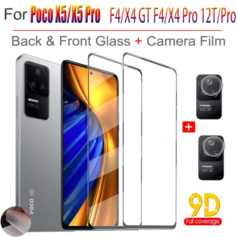 

poco f5 pro, back and front poco f4 screen glass poco x4 gt protective glass poco x 4 gt camera film protector poco x 5 glass pocof4 cristal for xiaomi 12t pro 1- 3pcs mica poko x5 pro sensitive screen protector