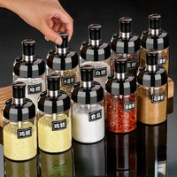 kitchen spice jar spoon and lid integrated lead free glass seasoning box salt oil and sugar household seasoning jar set