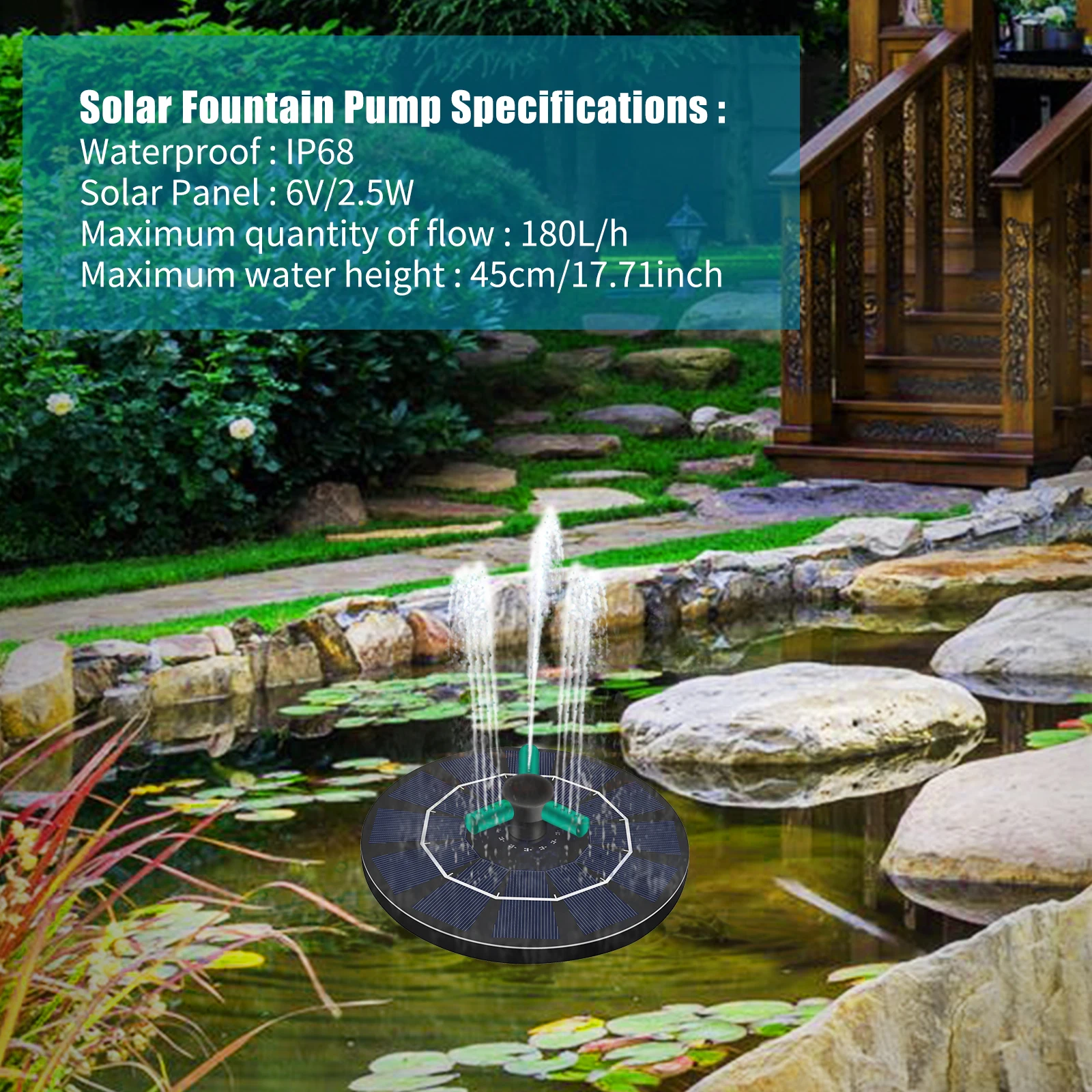 Водяной мини-фонтан на солнечной батарее пруд водопад садовое украшение уличная