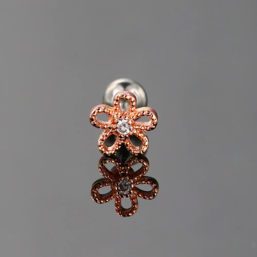 1PC полые сережки для девочек из розового золота цвета ослепительный кубический