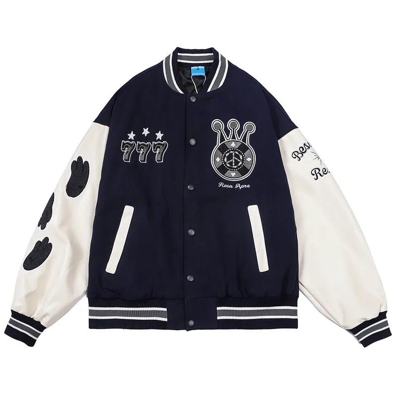 

2021 Hip Hop Streetwear Baseball Jacket Letter Graphic Embroidery Varsity Coat Harajuku Gothic Punk Rave Bomber Fashion Jackets