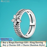 ahthen 925 sterling silver ring sparkling snowflake double ring women rings ngagement rings for women jewelry making girl gift