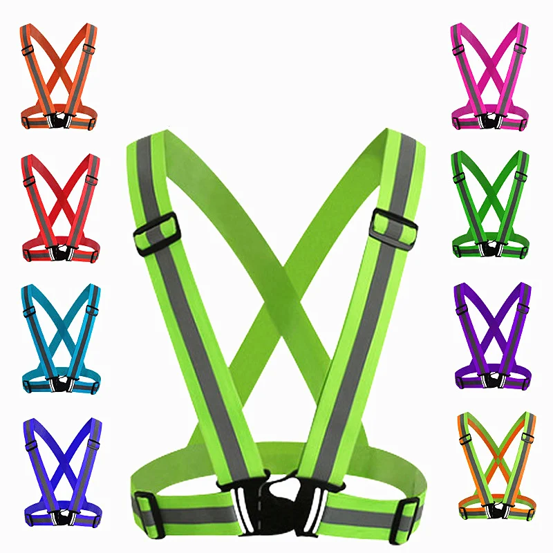 

LE Highlight Reflective Straps Night Running Riding Safety Clothing Vest Adjustable Safety Vest Elastic Band for Adults Kid