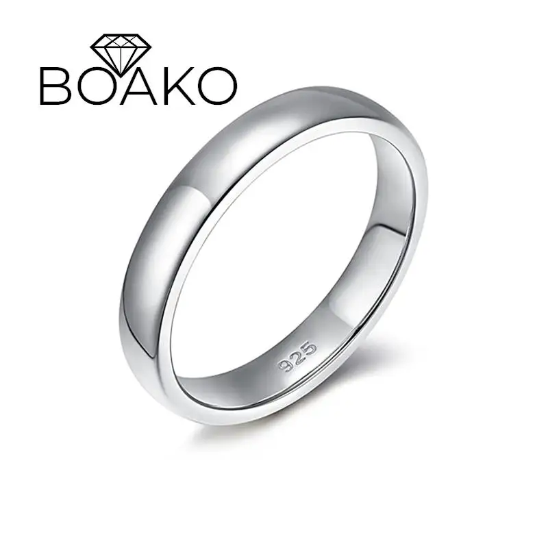 

Обручальное кольцо BOAKO, размер 8, кольцо обещания, серебро 925 пробы, глянцевые круглые кольца для женщин, обручальное кольцо для влюбленных, ю...