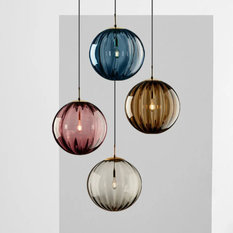 Современные круглые стеклянные подвесные светильники E27 светодиодные лампы для